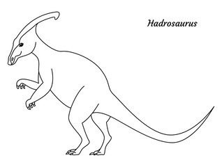 Coloring page outtline Hadrosaurus dinosaur. Vector illustration