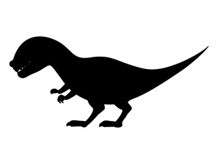 Allosaurus dinosaur silhouette isolated on white background.