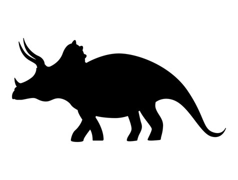Triceratops dinosaur silhouette isolated on white background.