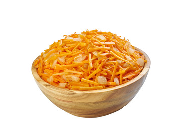 carrot and onions in bowl cutted