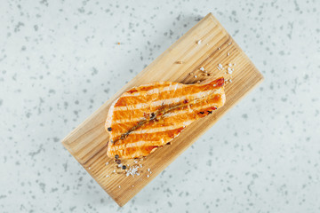 Close up view on grilled Salmon steak