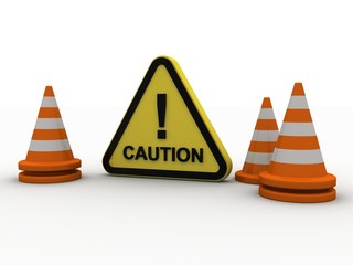 3d rendering traffic cone construction 