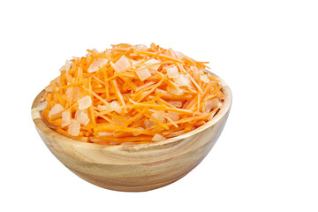 carrot and onions in bowl cutted