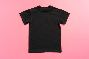 Black color plain t-shirt with copy space close up