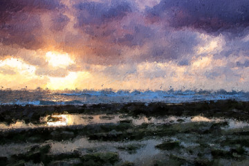 abstract background of sea mood oil painting style photo
