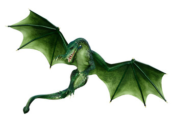 3D Rendering Fairy Tale Dragon on White