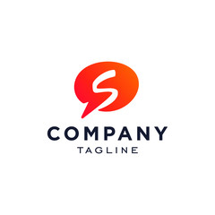 modern S letter logo with bubble chat speech app icon in trendy minimal modern style 