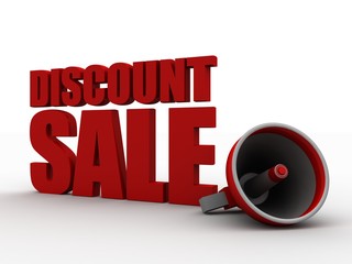 3d rendering megaphones announce discount sale