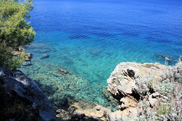 the turquoise sea of Vale Skura beach, Losinj, Croatia