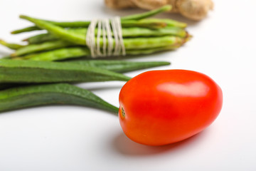 Close up of various colorful raw vegetables