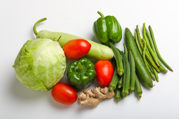 Close up of various colorful raw vegetables