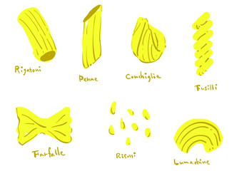 イタリア食材　手描き　ショートパスタ　