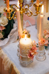 wedding dinner and decorated candles