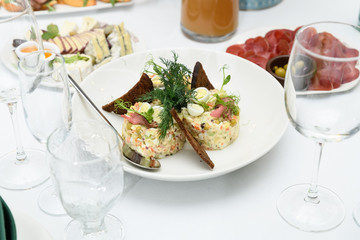 Salad Olivier. Russian traditional salad.
