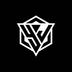 YJ logo monogram with triangle and hexagon shape combination