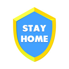 stay home poster concept with shield icon