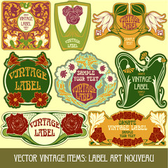 Vintage items label with flowers art vector