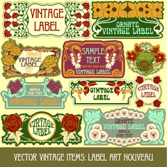 Vintage items label with flowers art vector