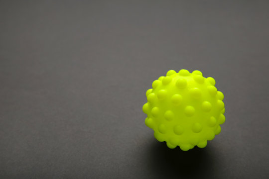 Green virus molecule on black background. Coronavirus, Covid 19