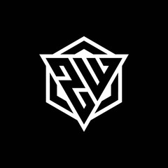 ZW logo monogram with triangle and hexagon shape combination