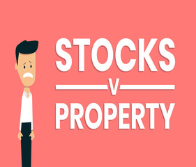 A character deciding between the Stock Market or Property