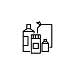Washing detergent icon. Cleaning product plastic container for house clean. Bottles of cleaning products. Line Style stock vector.