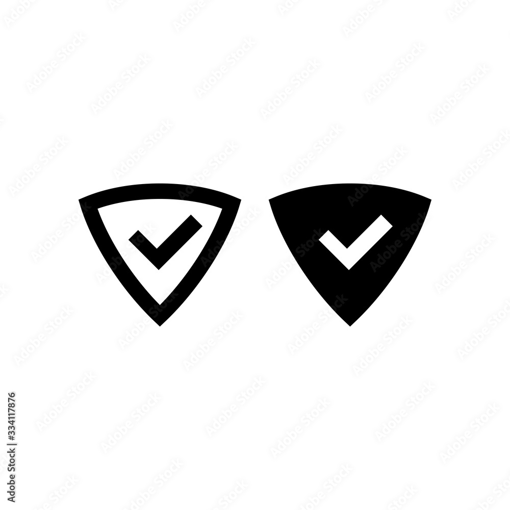 Poster shield with checkmark symbol for download. vector icon