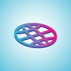 Simple gradient globe icon. Linear,outline. Colorful isometric icon on blue background