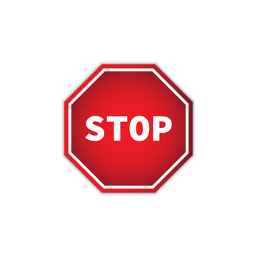 Red Stop Sign Isolated on White Background With Gradient Mesh, Vector Illustration