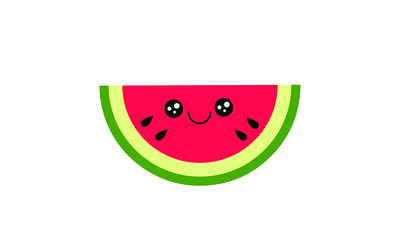 Illustration Vector of watermelon cartoon character flat design Perfect for T Shirt design,logo,sticker