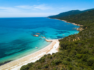 Fototapeta na wymiar Photo aérienne plage de Bodri Corse du nord