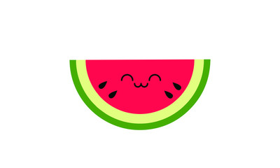 Illustration Vector of watermelon cartoon character flat design Perfect for T Shirt design,logo,sticker