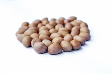 Peanut kernels isolated on a white background.