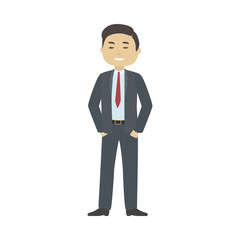 Smiling Asian employee. Vector illustration.