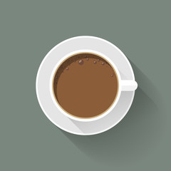 Coffee cup flat icon with shadow top view.