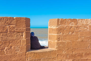 City Walls in Old Town Medina in Essaouira, Morocco.