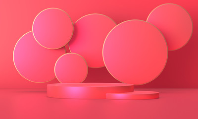 3D rendering of red geometry background.