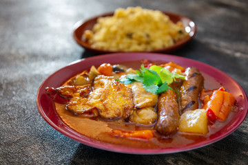 traditional moroccan dish couscous salad with Sausage