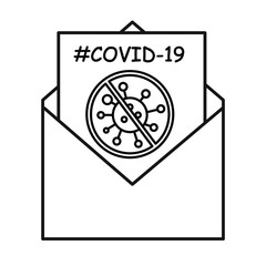 Mail with Covid-19 stop sign.Message Coronavirus outbreak icon.Vector illustration