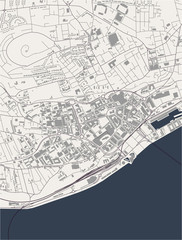 map of the city of Dundee, Scotland, UK