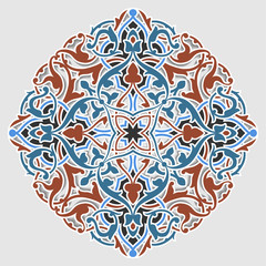 Traditional arabic ornament. Round socket on a white background. Illustration for the theme of Ramadan.