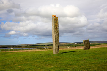 Stennessl - Orkney (Scotland), UK - August 06, 2018: Standing Stones of Stenness, Neolithic...