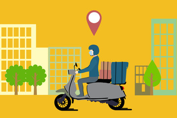 Motorcycle for delivery food and package in the city