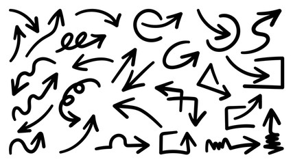 Hand drawn arrow vector icons set. sketch arrow design for business plan and education and marketing. 