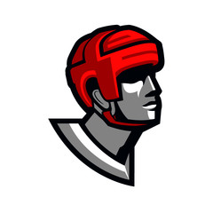 Ice Hockey Player Head (Red Helmet)