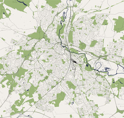 map of the city of Derby, East Midlands, England, UK