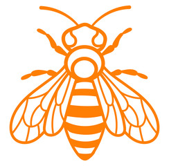 Bee logo. Stylized logo with a honey bee. Farm of honey. Icon with an insect on a background of flowers and honeycombs. Color illustration of an insect.