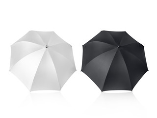 White and black umbrella isolated on white background