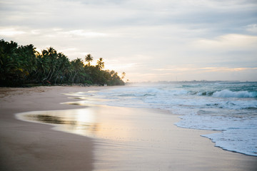 Indian Ocean coast, sunrise in Sri Lanka