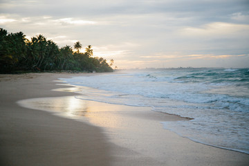 Indian Ocean coast, sunrise in Sri Lanka